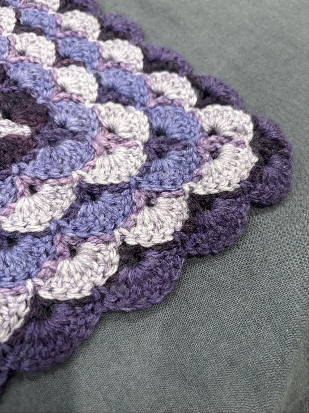 Grandma Core Handmade Crochet Throw Blanket Multi Shade of Purple